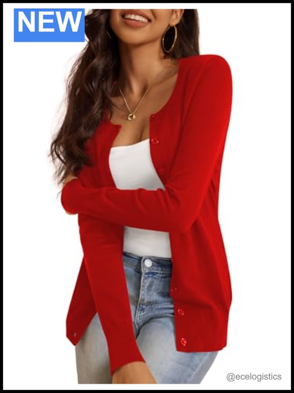 Slim Fit Crew Neck Button Down Long Sleeve Soft Knit Cardigan Sweater